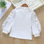 Mädchen elegante Bluse mit dekorativen Spitze-Ärmeln R&B