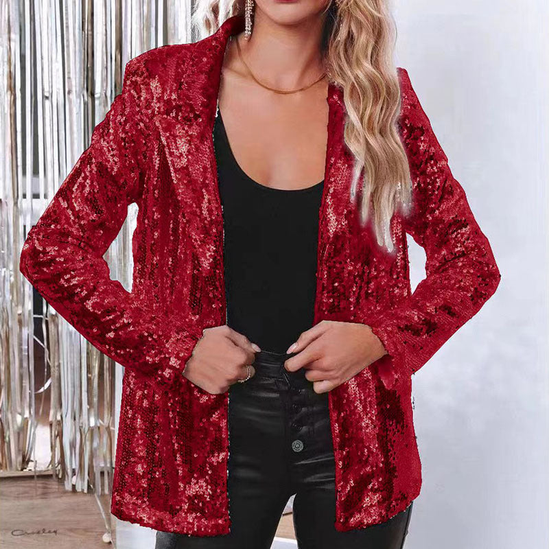 R&B | Glänzender Pailletten-Blazer für Frauen