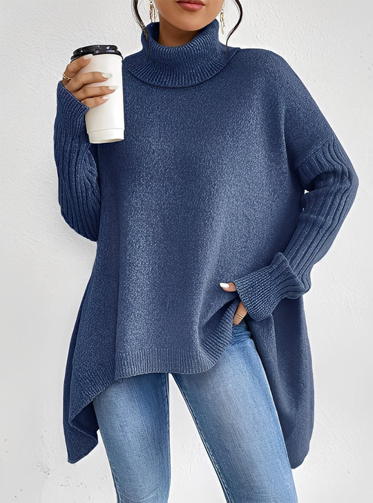 R&B | Eleganter Langer Damenpullover mit Rollkragen
