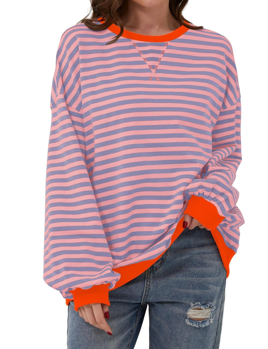 R&B | Eleganter, lockerer Damenpullover mit Streifen