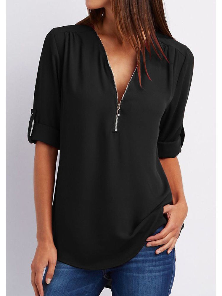 R&B | Langärmelige Lockere Bluse