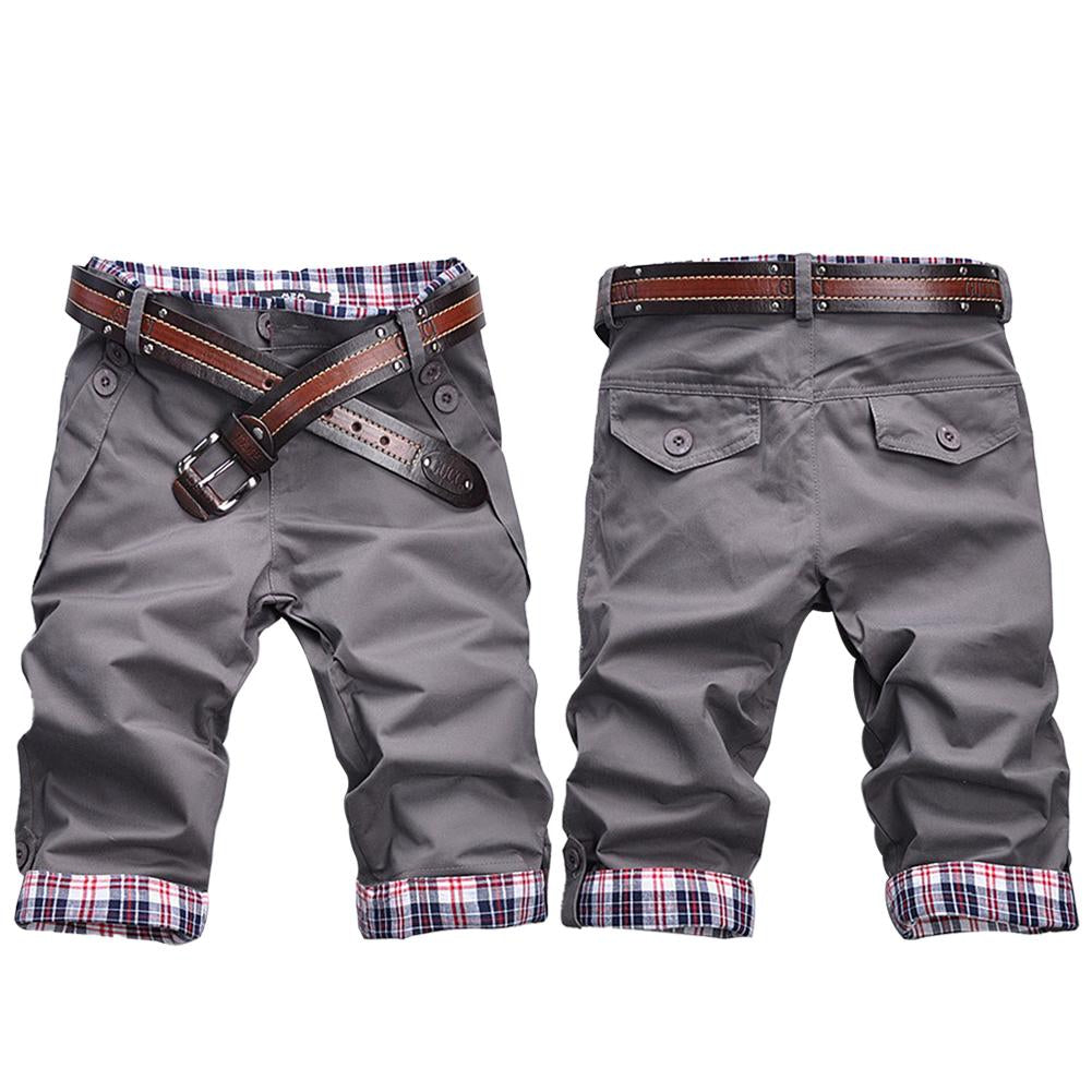 R&B – Hochwertige Shorts mit Gürtel und Karomuster