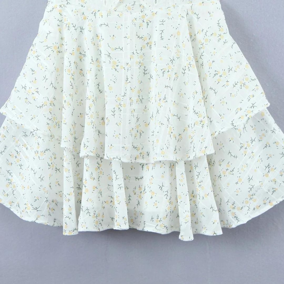 R&B Verspieltes Minikleid mit Lochstickerei