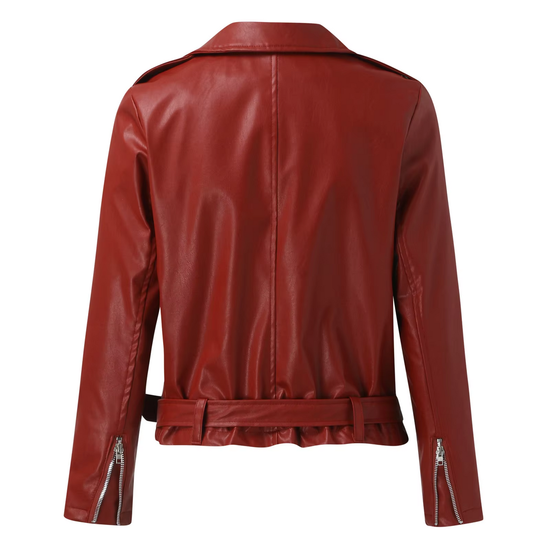 R&B | jacke Damen Biker Modell mit Gürtel und Reißverschlussdetails