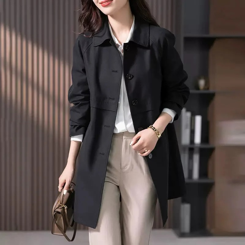 R&B | Stylischer Einreihiger Kurzer Trenchcoat für Damen
