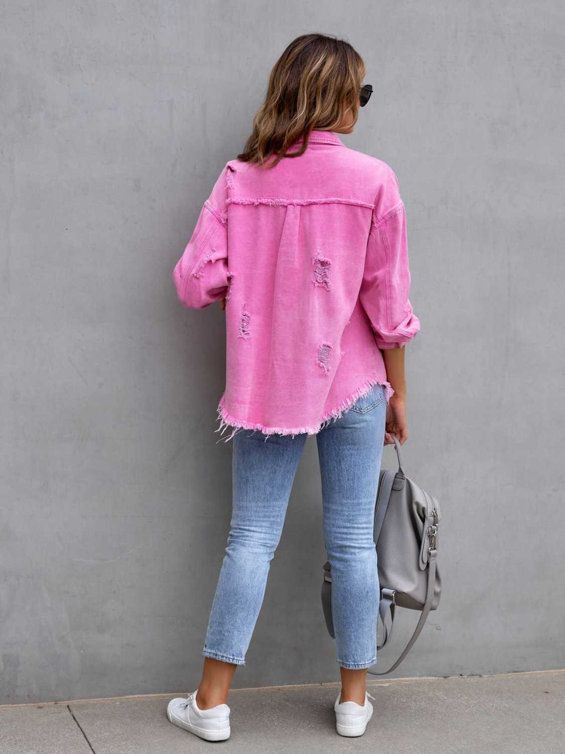R&B | Distressed Drop Shoulder Denimjacke