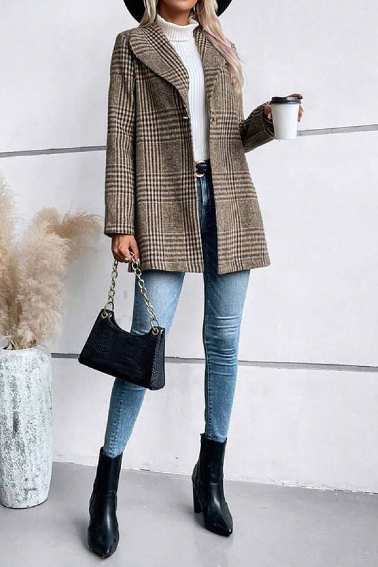 R&B | Kollektion Karierter Kragen Langarmjacke