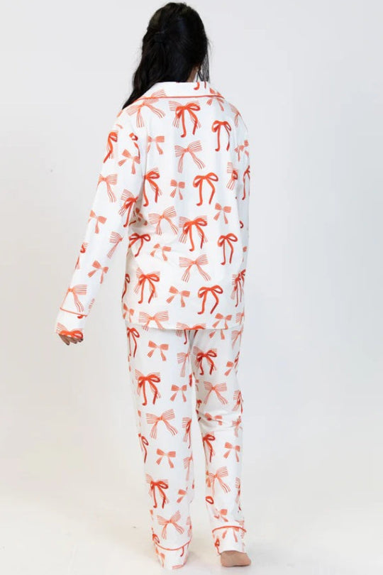 R&B | Weihnachtsbogen Druck Langarmshirt und elastische Taillen Taschenhose Set