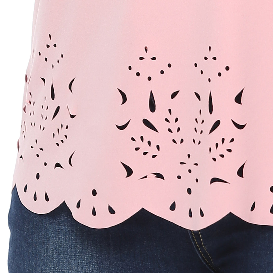 Damen modisches T-Shirt mit filigranem Lochmuster R&B