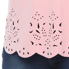 Damen modisches T-Shirt mit filigranem Lochmuster R&B
