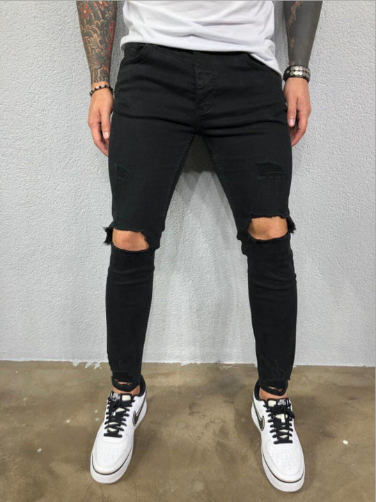 Herren Slim Fit Jeans mit modischen Rissen R&B