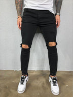 Herren Slim Fit Jeans mit Rissdesign R&B