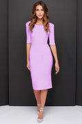 Damen figurbetontes Midi-Kleid mit halblangen Ärmeln und elegantem Ausschnitt R&B