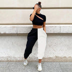 Damen Modische Jogginghose mit asymmetrischem Design und elastischem Bund