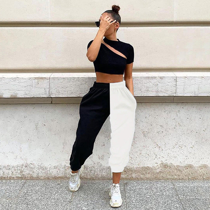 Damen Modische Jogginghose mit asymmetrischem Design und elastischem Bund
