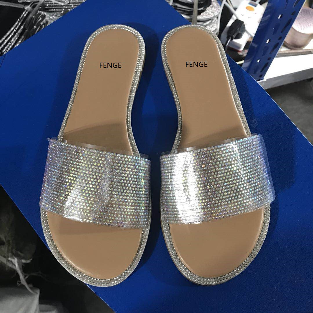Damen Glamouröse Strandsandalen mit Strassverzierungen R&B