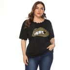 Damen T-Shirt mit Leopardenmuster und Glitzerstein-Details R&B