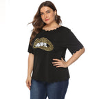 Damen T-Shirt mit Leopardenmuster und Glitzerstein-Details R&B