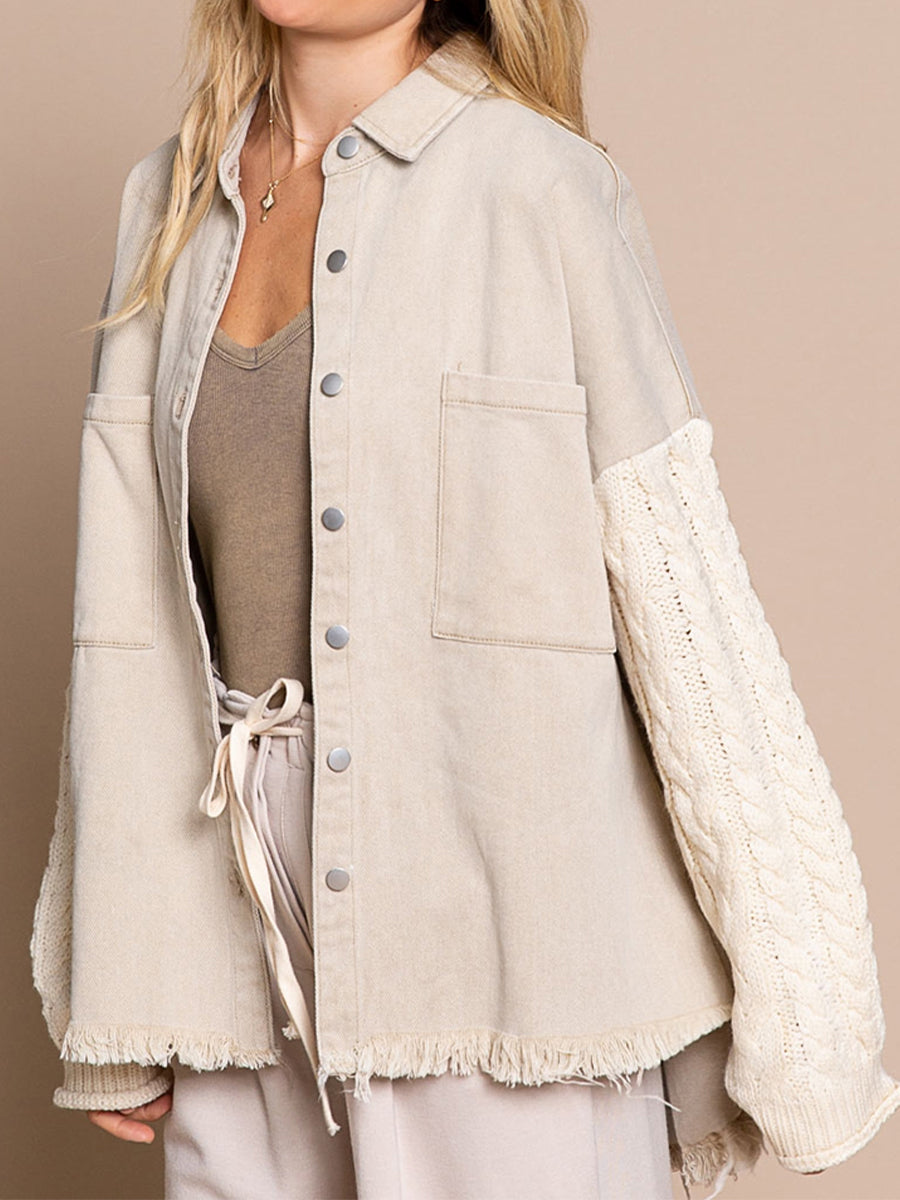 R&B | Kabelstrick Raw Hem Denim Jacke