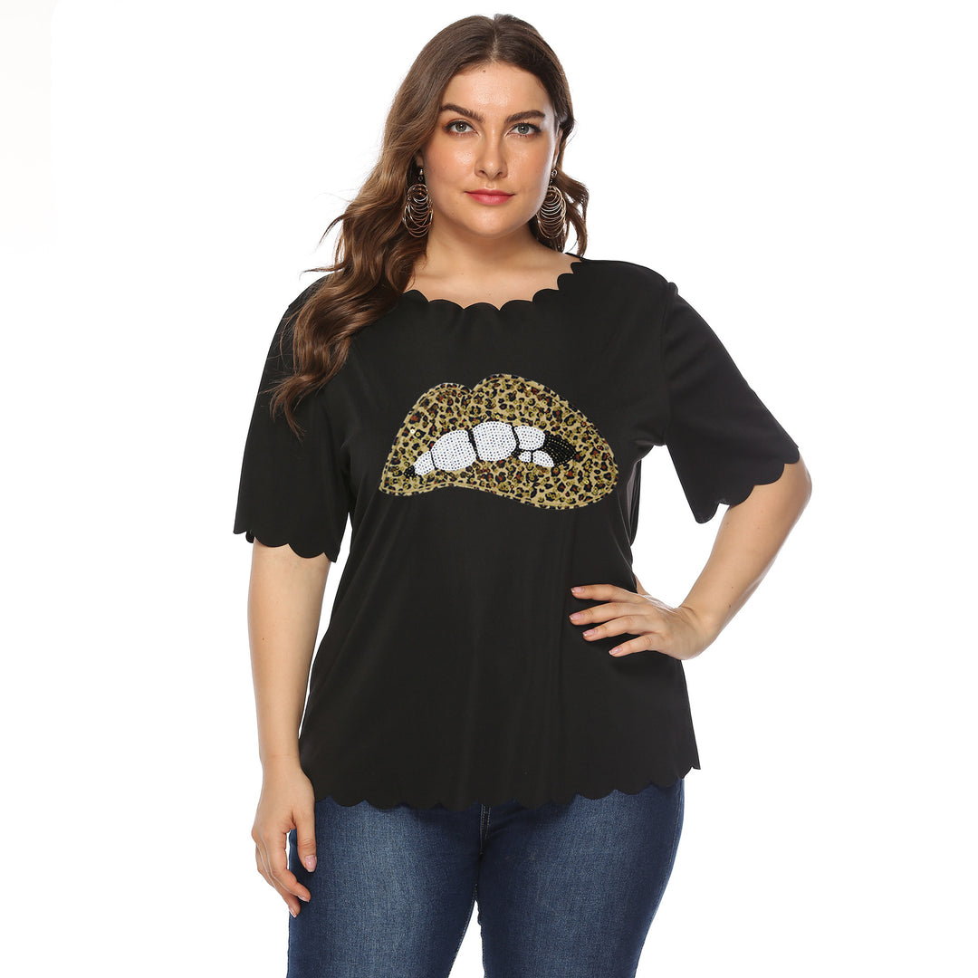 Damen T-Shirt mit Leopardenmuster und Glitzerstein-Details R&B
