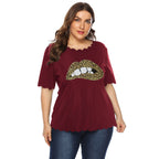 Damen T-Shirt mit Leopardenmuster und Glitzerstein-Details R&B