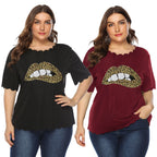 Damen T-Shirt mit Leopardenmuster und Glitzerstein-Details R&B