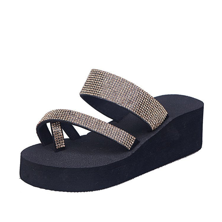 Damen Glamouröse Plateau-Pantoletten mit glitzerndem Strass R&B