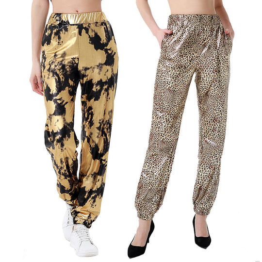 Damen Samt Jogginghose im angesagten Leopardenlook R&B