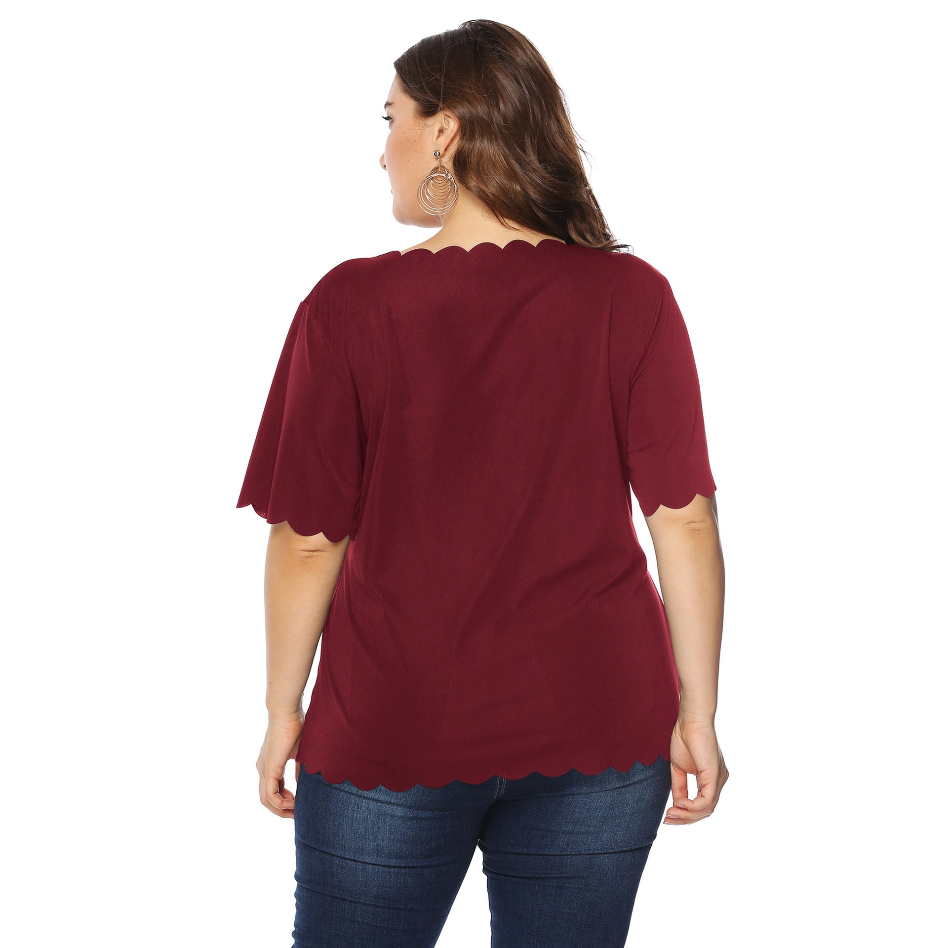 Damen modisches T-Shirt mit glänzendem Lippenmotiv R&B