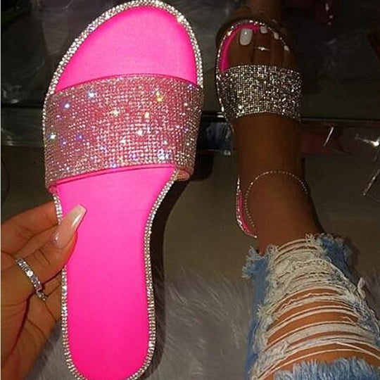 Damen Luxus Hausschuhe mit Strass-Details R&B
