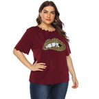 Damen T-Shirt mit Leopardenmuster und Glitzerstein-Details R&B
