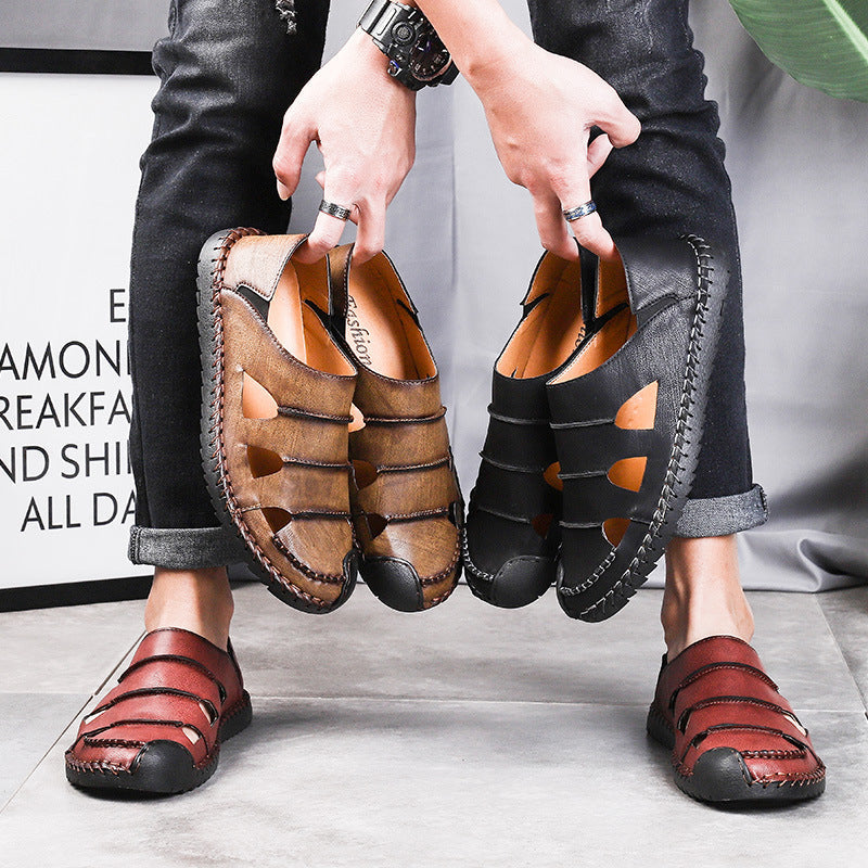 Damen Luftige Leder-Sandalen mit verstellbarem Riemen R&B