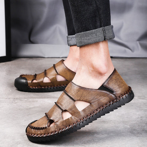 Damen Luftige Leder-Sandalen mit verstellbarem Riemen R&B