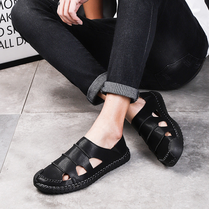 Damen Luftige Leder-Sandalen mit verstellbarem Riemen R&B