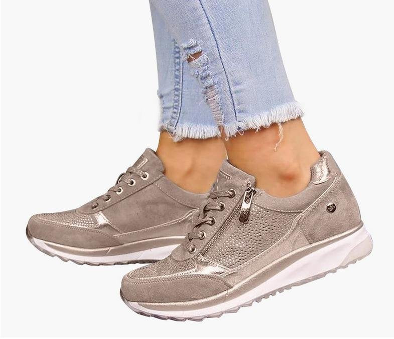 Damen Sportliche Sneakers mit modischem Reißverschluss und atmungsaktiver Oberfläche R&B