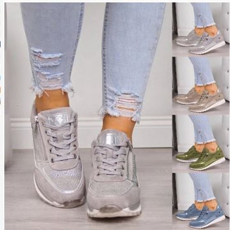 Damen Sportliche Sneakers mit modischem Reißverschluss und atmungsaktiver Oberfläche R&B