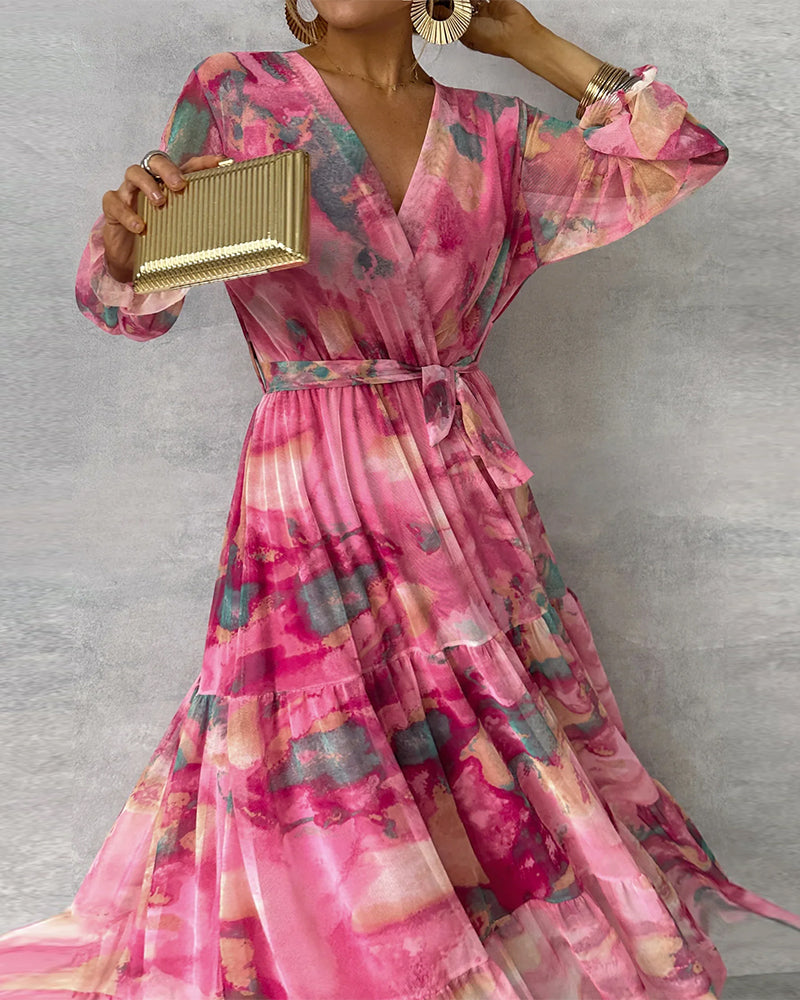 R&B | Elegantes Kleid mit Print und Plissiertem Rock