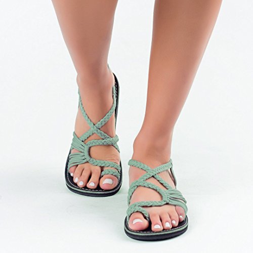 Damen nan Makramee-Riemchen-Sandalette mit Zehensteg und flexibler rutschfester Sohle R&B