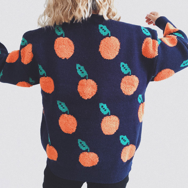 R&B | Strickpullover mit Früchteprint Weich und Einzigartig Gemütliche Passform