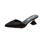 Damen modische offene Mules mit eleganten Falten und Blockabsatz