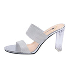 Damen elegante transparente Mules mit Blockabsatz