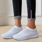 Damen Glitzernde Slip-On Sneakers mit elastischem Strickoberteil und komfortabler Sohle R&B