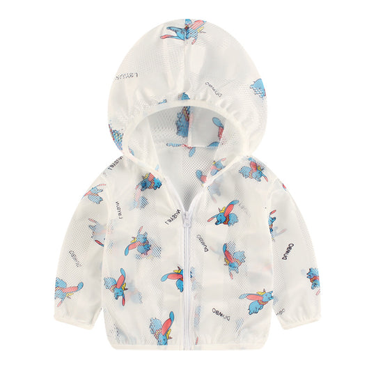 Unisex nan atmungsaktive Mesh Kapuzenjacke für Babys mit vollem Reißverschluss und verspieltem Hasen-Karotten-Druck R&B