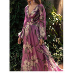 Damen Maxi-Kleid mit floralem Chiffon und elegantem Volant R&B