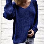 Damen Kuscheliger Strickpullover mit V-Ausschnitt und lässigem Schnitt