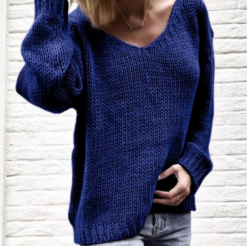 Damen Kuscheliger Strickpullover mit V-Ausschnitt und lässigem Schnitt