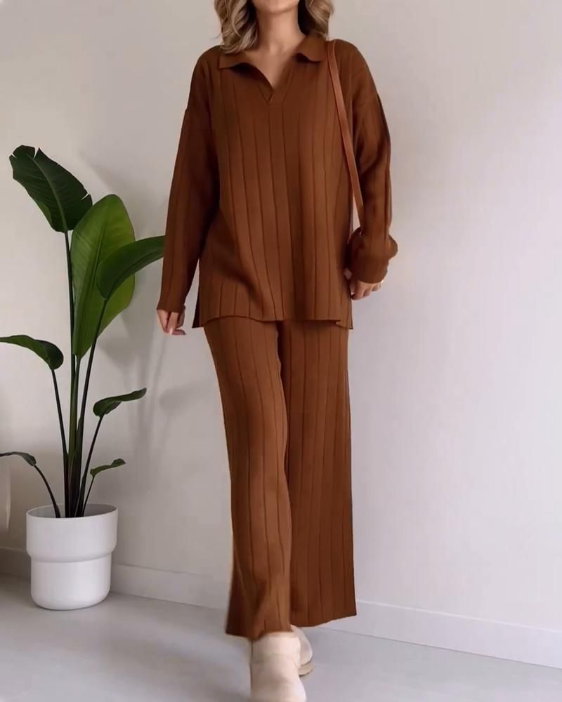 R&B | Stylisches Pit Stripe Jacquard Zwei-Teile Set
