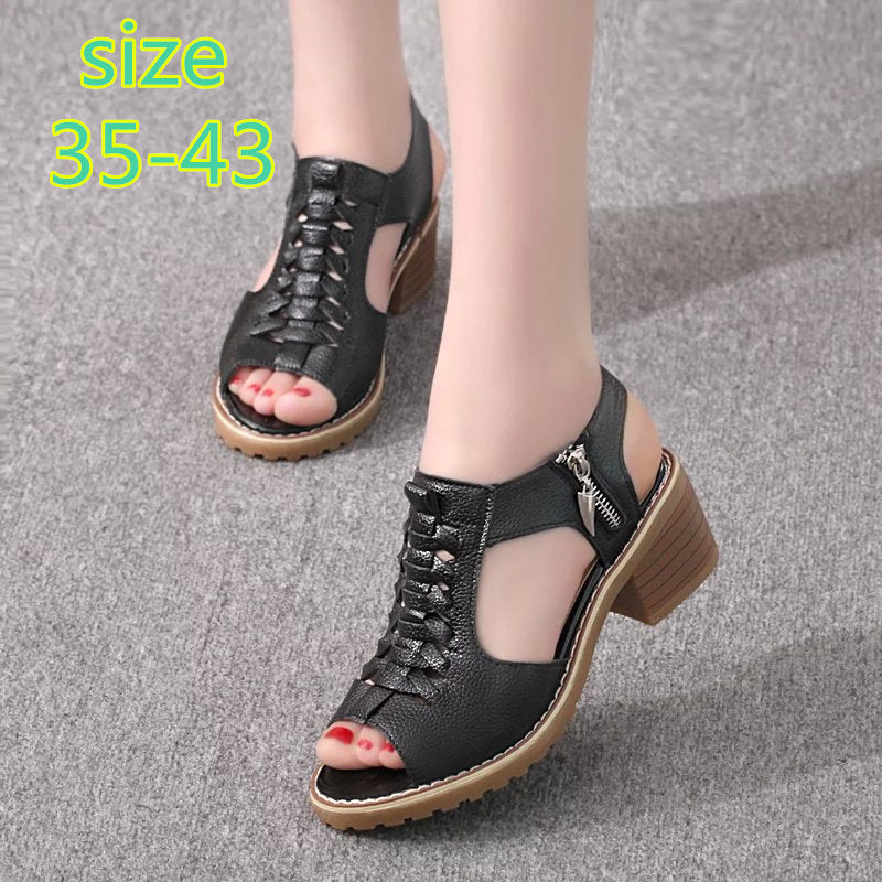Damen Komfortable Sandalen mit elegantem Riemen-Design und modischem Reißverschluss R&B