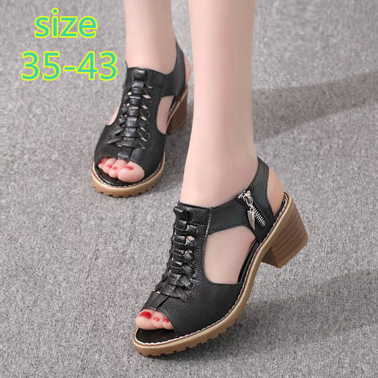 Damen Komfortable Sandalen mit elegantem Riemen-Design und modischem Reißverschluss R&B