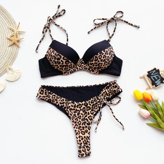 Damen Push-up Bikini mit animalischem Muster R&B